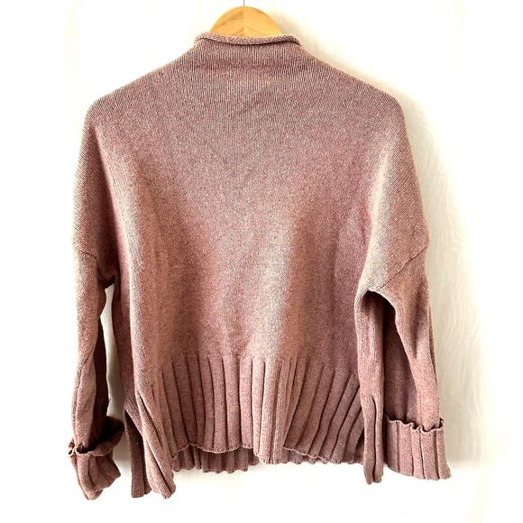 Madewell Dusty Pink Mockneck Cotton Wool Ribbed Boxy Oversized Sweater Size S - Picture 2 of 7